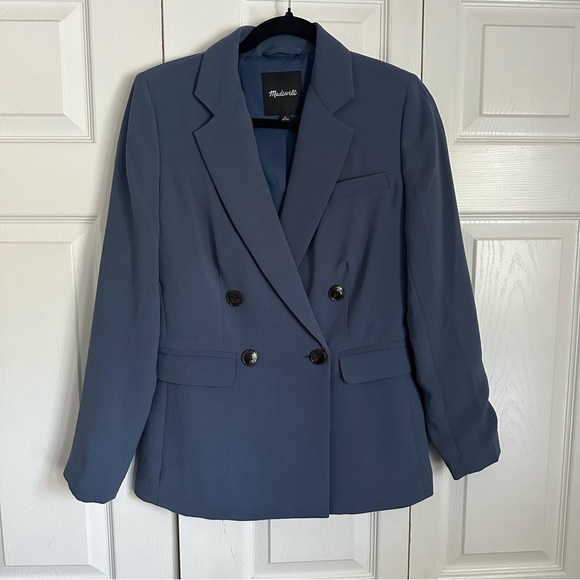 Madewell Blazer Womens 00 Double Breasted Recycled Polyester Jacket Workwear - Picture 1 of 14